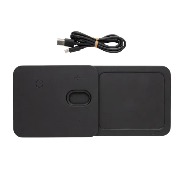Swiss Peak 3 in 1 RCS recycled PU wireless charger desk tray - Swiss Peak Black 