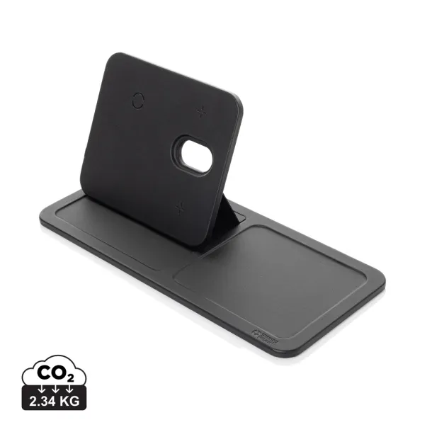 Swiss Peak 3u1 stolni organizator s bežičnim punjenjem od RCS recikliranog PU-a - Swiss Peak Crna 