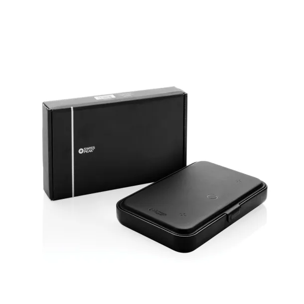 Swiss Peak RCS recycled travel case with 3 in 1 charger - Swiss Peak Black 
