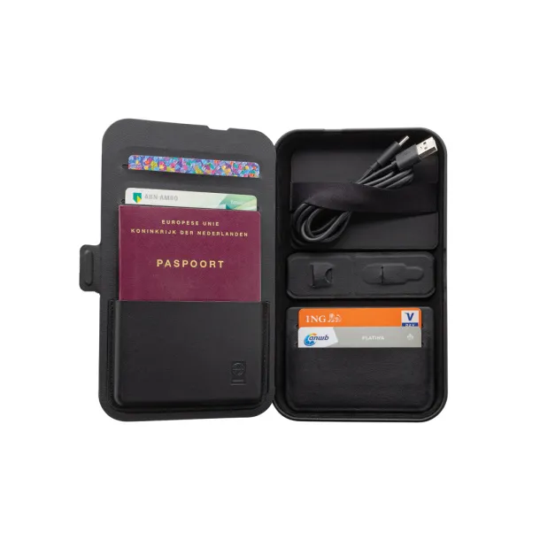 Swiss Peak RCS recycled travel case with 3 in 1 charger - Swiss Peak Black 