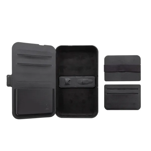 Swiss Peak RCS recycled travel case with 3 in 1 charger - Swiss Peak Black 