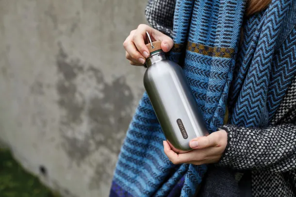 Black+Blum Steel Water Bottle 600ml - Black & Blum turquoise 