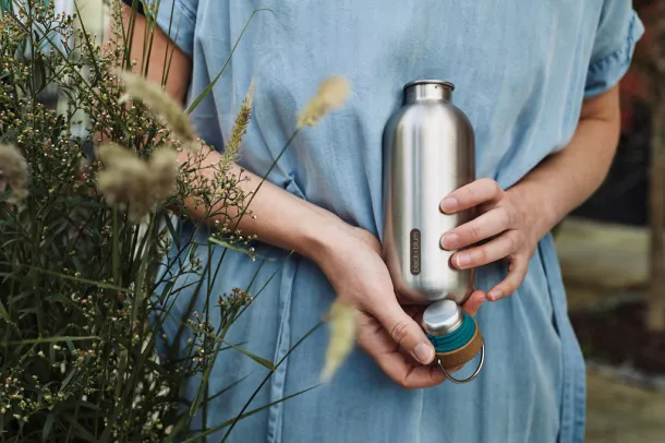 Black+Blum Steel Water Bottle 600ml - Black & Blum turquoise 