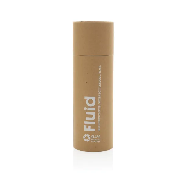 Fluid RCS certified recycled steel water bottle 600ml - XD Collection Black 