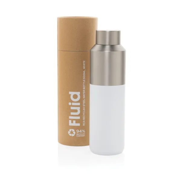 Fluid boca od RCS certificiranog recikliranog čelika, 600 ml - XD Collection Bijela 
