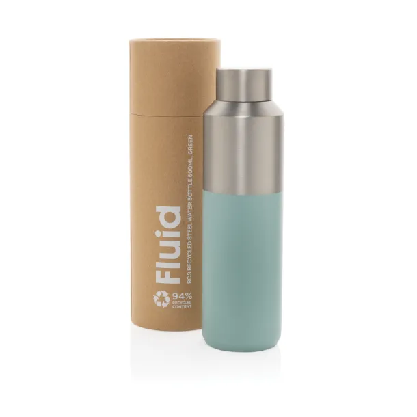 Fluid RCS certified recycled steel water bottle 600ml - XD Collection Zelena