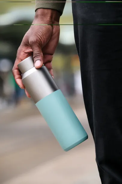 Fluid RCS certified recycled steel water bottle 600ml - XD Collection Zelena