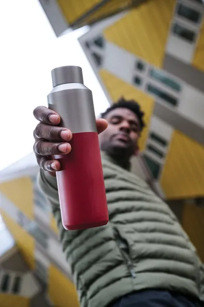 Fluid RCS certified recycled steel water bottle 600ml - XD Collection Crvena