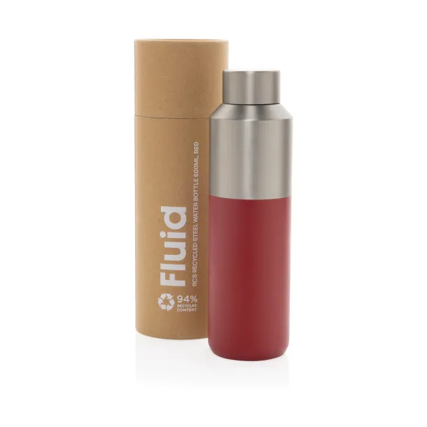 Fluid boca od RCS certificiranog recikliranog čelika, 600 ml - XD Collection Crvena