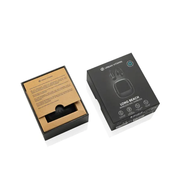 Urban Vitamin Long Beach ENC plastic wireless earbuds - Urban Vitamin Black 
