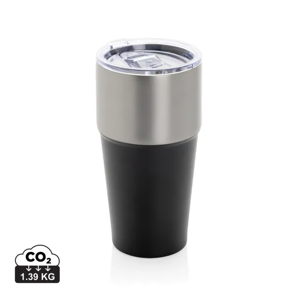 Fluid šalica od RCS certificiranog recikliranog čelika, 500 ml - XD Collection Crna 
