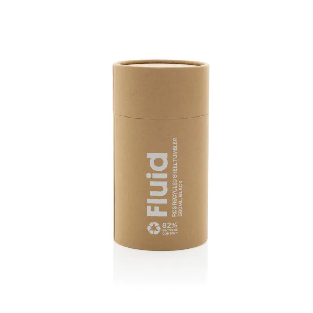 Fluid šalica od RCS certificiranog recikliranog čelika, 500 ml - XD Collection Crna 