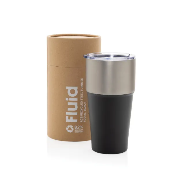 Fluid šalica od RCS certificiranog recikliranog čelika, 500 ml - XD Collection Crna 
