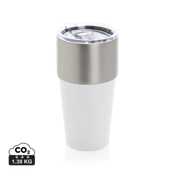 Fluid šalica od RCS certificiranog recikliranog čelika, 500 ml - XD Collection Bijela 