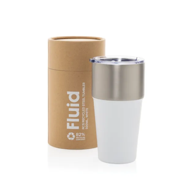 Fluid šalica od RCS certificiranog recikliranog čelika, 500 ml - XD Collection Bijela 