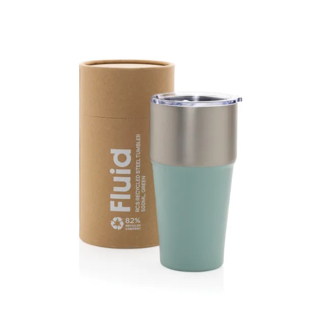 Fluid RCS certified recycled steel tumbler 500ml - XD Collection Zelena