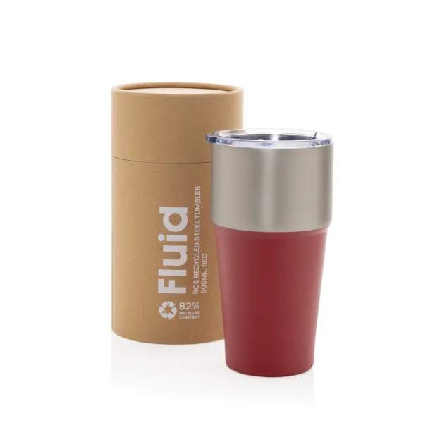 Fluid šalica od RCS certificiranog recikliranog čelika, 500 ml - XD Collection red 