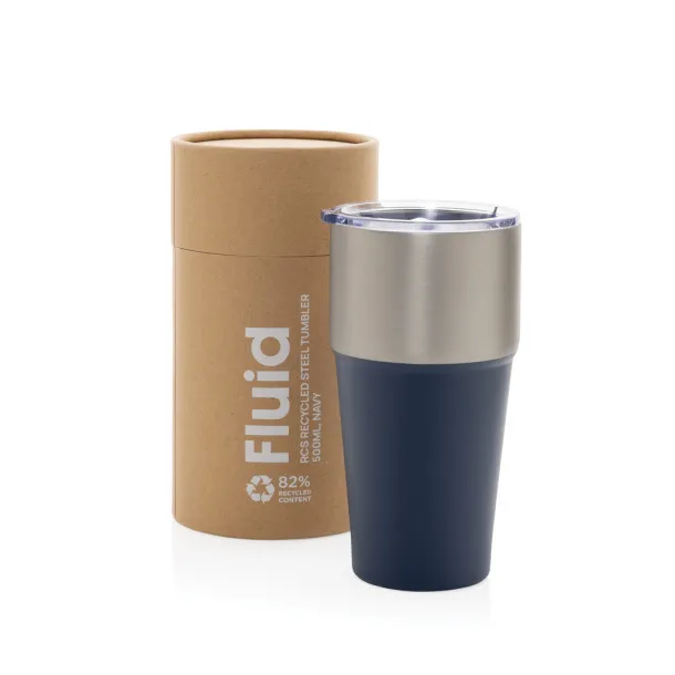 Fluid RCS certified recycled steel tumbler 500ml - XD Collection Navy Blue 