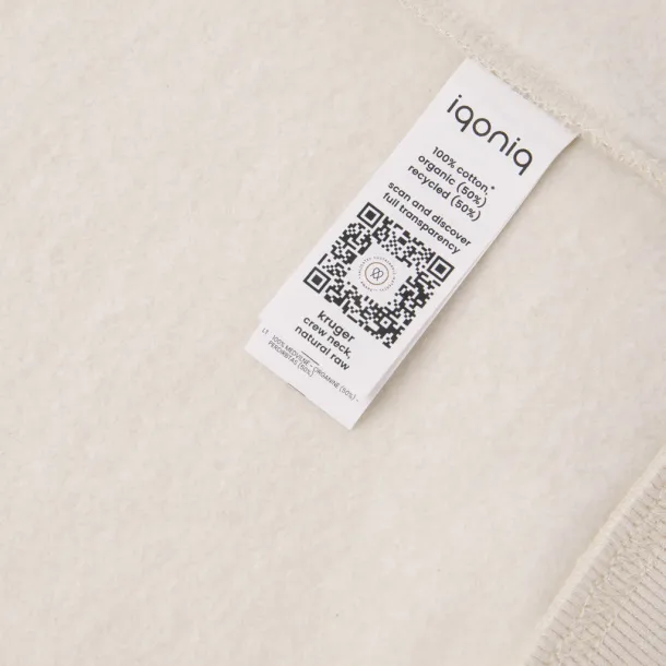  Iqoniq Kruger unisex relaxed recycled cotton crew neck - iqoniq natural raw