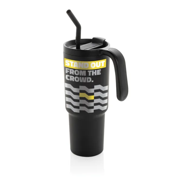 Graphic 360 šalica od RCS certificiranog recikliranog čelika, 900 ml - XD Collection Crna 