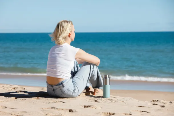 Fluid RCS certified recycled steel water bottle 600ml - XD Collection Zelena