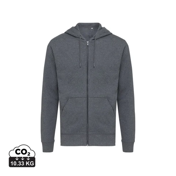  Iqoniq Abisko hoodie sa zatvaračem od recikliranog pamuka - iqoniq anthracite 