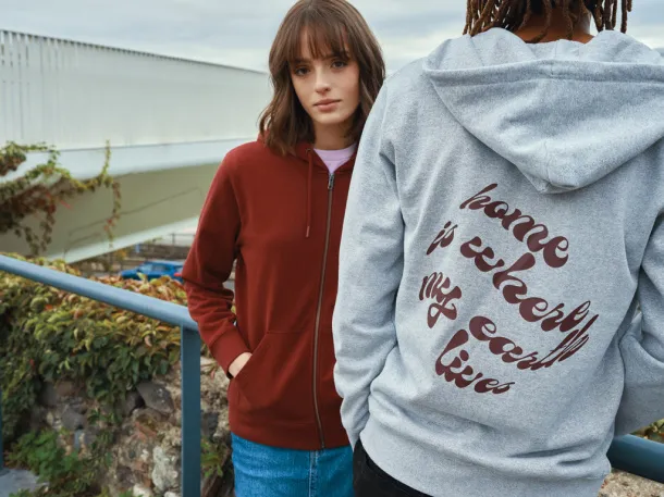  Iqoniq Abisko hoodie sa zatvaračem od recikliranog pamuka - iqoniq burgundy