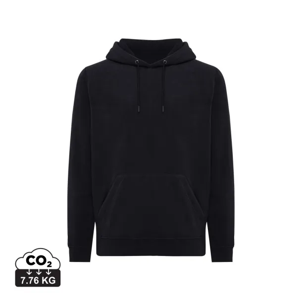  Iqoniq Trivor unisex mikroflis hoodie od recikliranog poliestera, 240 g/m² - iqoniq Crna