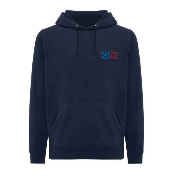  Iqoniq Trivor recycled polyester microfleece hoodie, storm grey - iqoniq navy