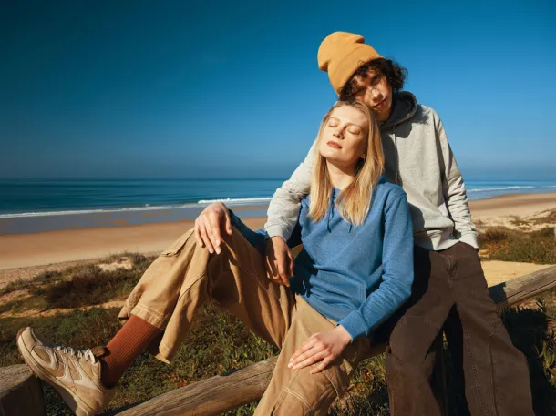  Iqoniq Torres recycled cotton hoodie undyed, natural raw - iqoniq heather blue