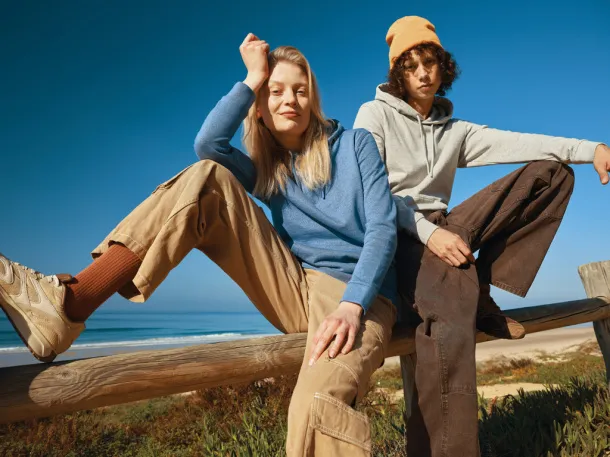  Iqoniq Torres recycled cotton hoodie undyed, natural raw - iqoniq heather blue