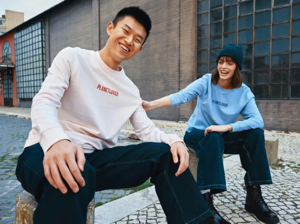  Iqoniq Etosha lightweight recycled cotton crew neck - iqoniq sky blue