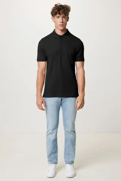  Iqoniq Yosemite unisex polo kratka majica od recikliranog pique pamuka, 220 g/m² - iqoniq Crna