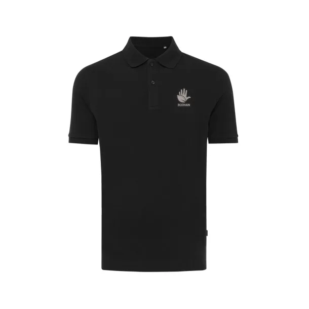  Iqoniq Yosemite unisex polo kratka majica od recikliranog pique pamuka, 220 g/m² - iqoniq Crna