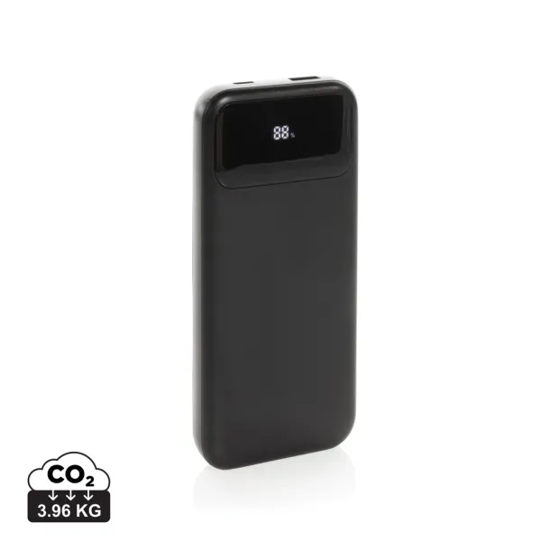 Turbopack prijenosna baterija s inegriranim kabelima od RCS rplastike, 10 000 mAh - XD Collection Crna