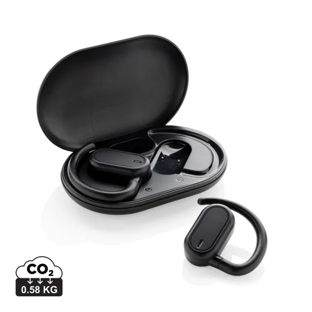 Fitsound TWS slušalice otvorenog dizajna od RCS reciklirane plastike - XD Collection Crna 