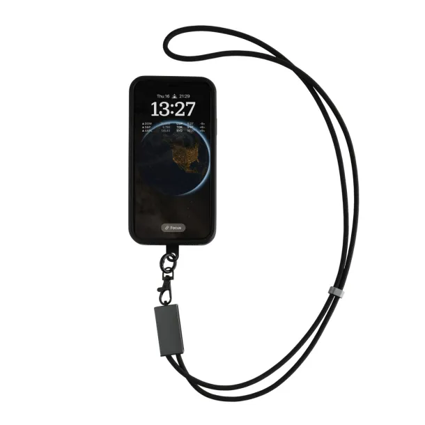 Terra vezica za mobitel od RCS recikliranog PET-a s kabelom za dvostruko punjenje 60W - XD Xclusive Siva Crna
