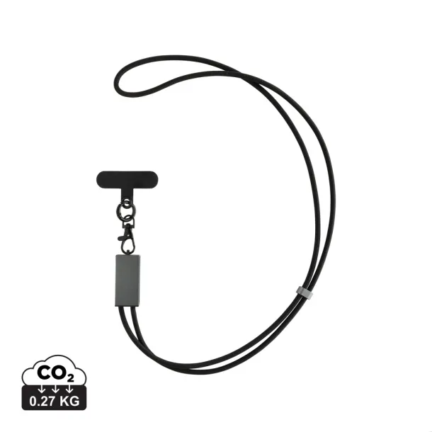Terra vezica za mobitel od RCS recikliranog PET-a s kabelom za dvostruko punjenje 60W - XD Xclusive Siva Crna
