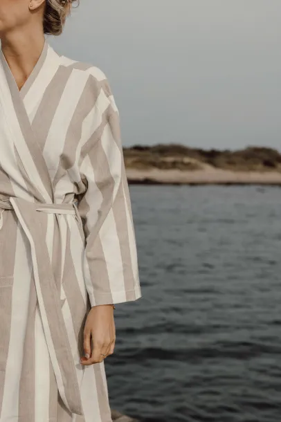 VINGA Ornos GRS hamam ogrtač L/XL - Vinga beige, white Bijela