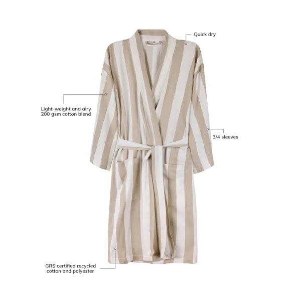 VINGA Ornos GRS hamam ogrtač L/XL - Vinga beige, white Bijela
