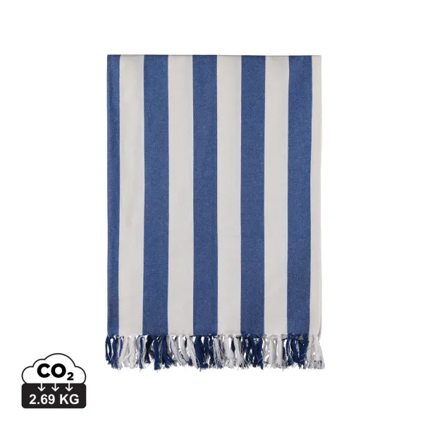  VINGA Ornos GRS recycled cotton hammam towel - Vinga blue, white White