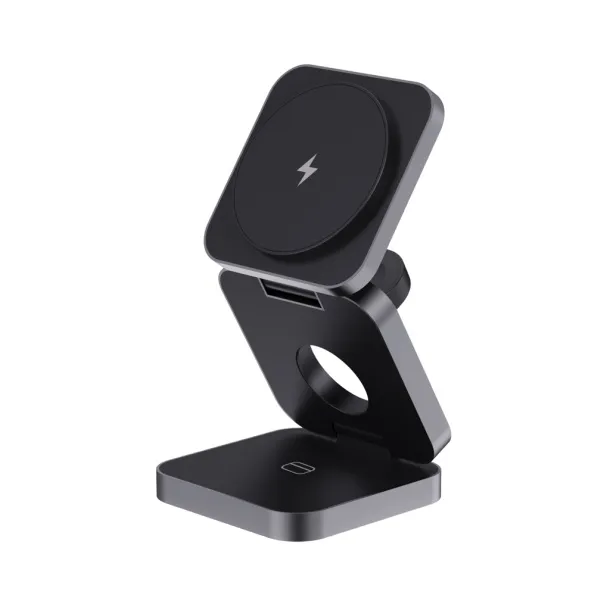 Terra RCS recycled aluminum foldable 3 in 1 15W charger - XD Xclusive Grey 
