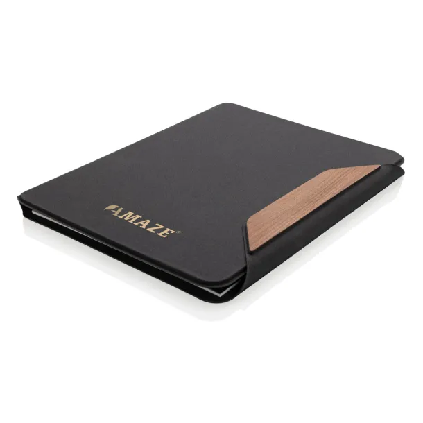 Teri AWARE™ RPET and walnut A4 portfolio - XD Xclusive Black 