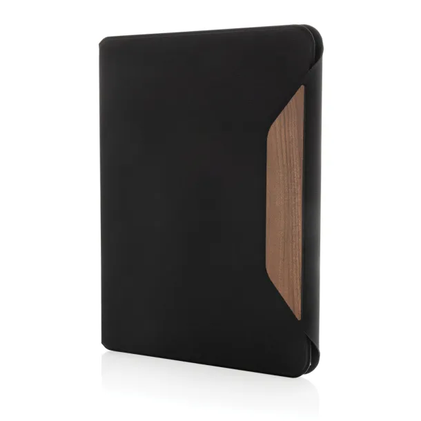 Teri AWARE™ RPET and walnut A4 portfolio - XD Xclusive Black 