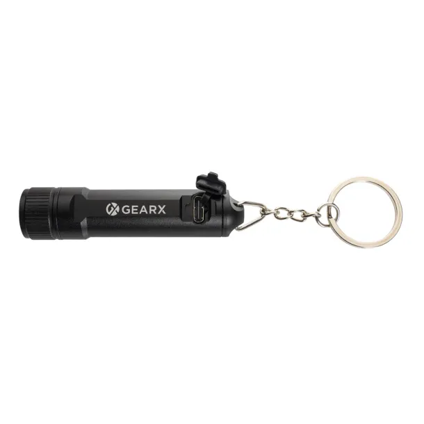 Gear X rechargeable ultra bright keychain torch - GearX Crna