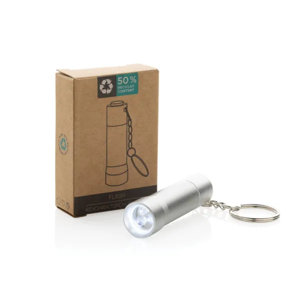 Flash RCS recycled aluminium keychain torch - XD Collection silver grey 