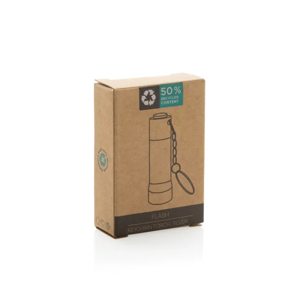 Flash RCS recycled aluminium keychain torch - XD Collection silver grey 