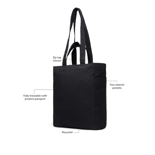 VINGA Hilo AWARE™ recycled canvas zip tote - Vinga Crna