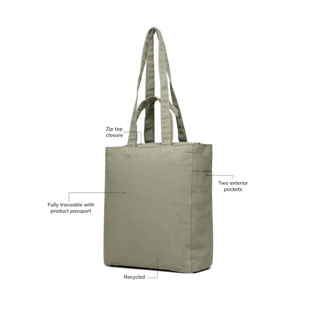 VINGA Hilo AWARE™ recycled canvas zip tote - Vinga Green 