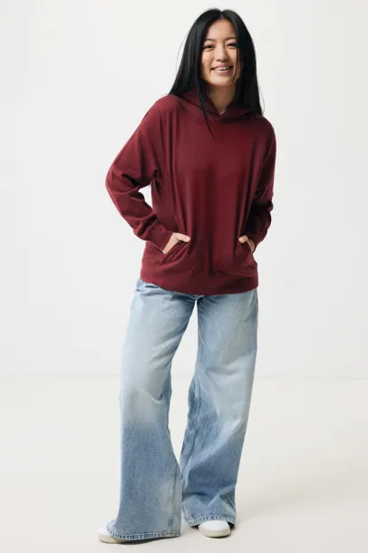 Iqoniq Yengo recycled cotton hoodie with sidepockets - iqoniq burgundy